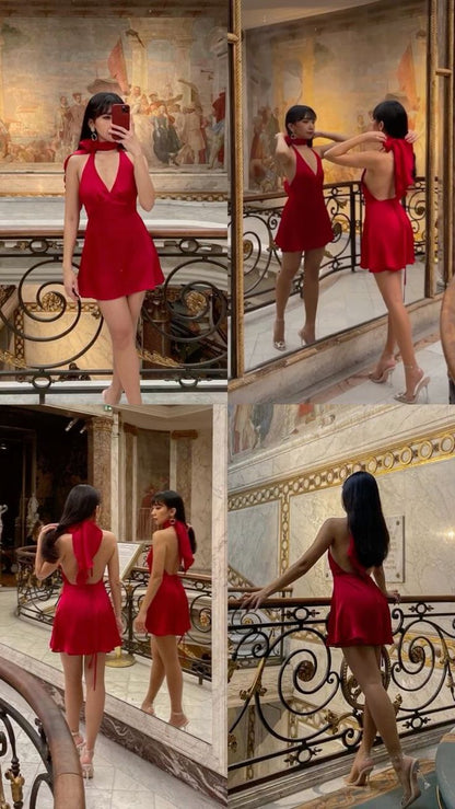 A line Red Birthday Outfits Short Prom Gown Homecoming Dress