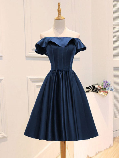 A-Line Satin Short Prom Dress, Homecoming Dress