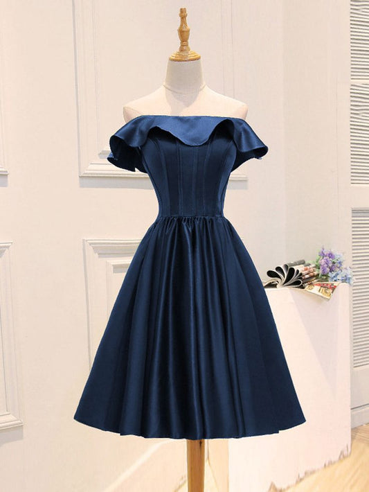 A-Line Satin Short Prom Dress, Homecoming Dress