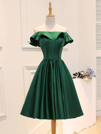 A-Line Satin Short Prom Dress, Homecoming Dress