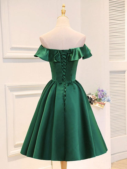 A-Line Satin Short Prom Dress, Homecoming Dress