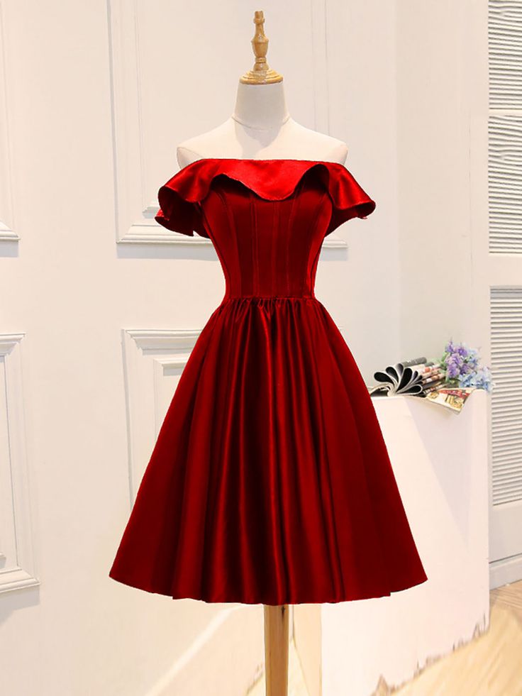 A-Line Satin Short Prom Dress, Homecoming Dress