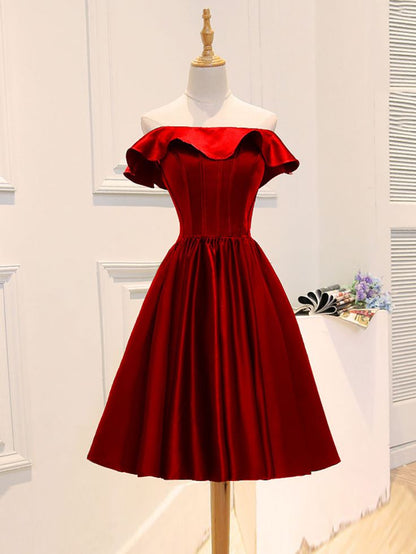 A-Line Satin Short Prom Dress, Homecoming Dress