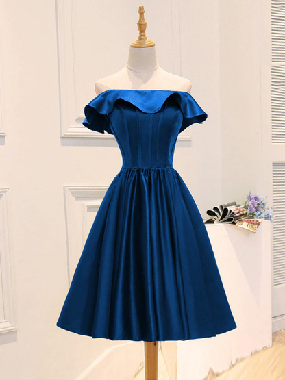 A-Line Satin Short Prom Dress, Homecoming Dress