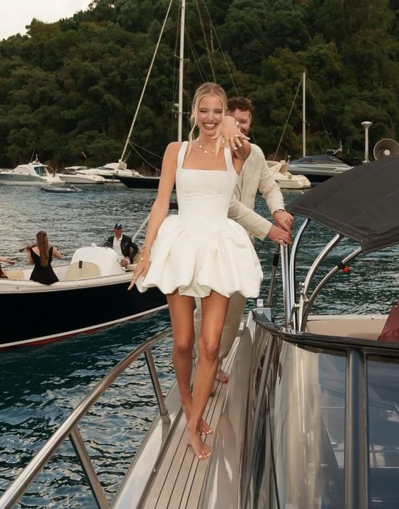 A Line White Short Party Dress Homecoming Dress