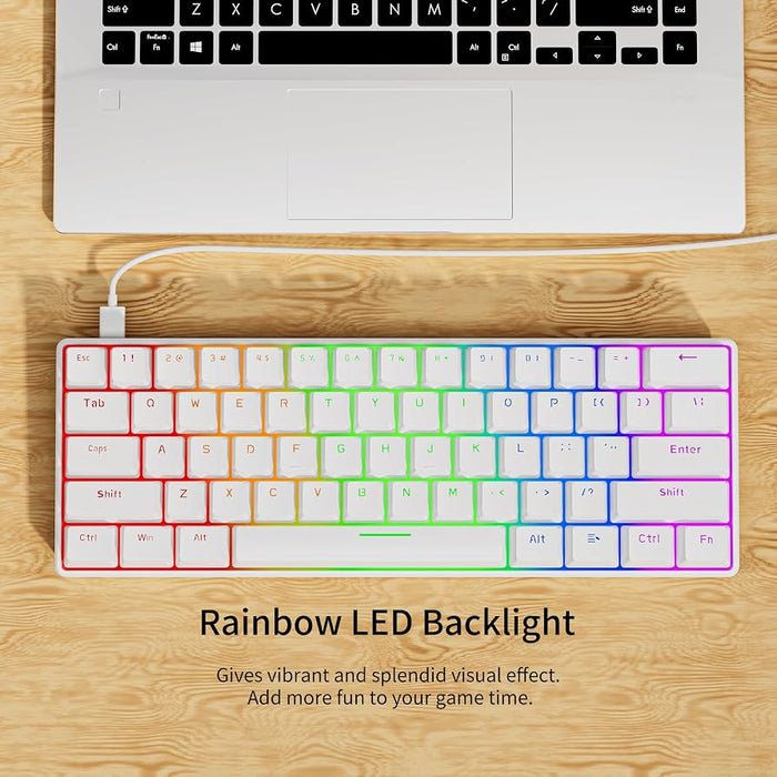 A61K 61 Keys Mechanical Wired Gaming Keyboard - White