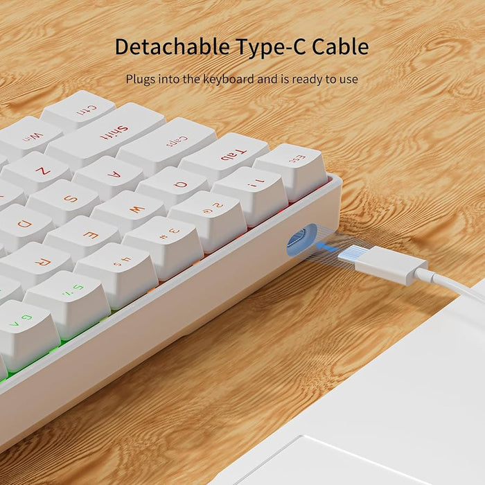 A61K 61 Keys Mechanical Wired Gaming Keyboard - White