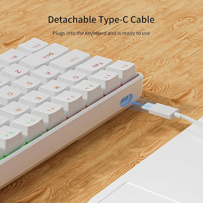 A61K 61 Keys Mechanical Wired Gaming Keyboard - White
