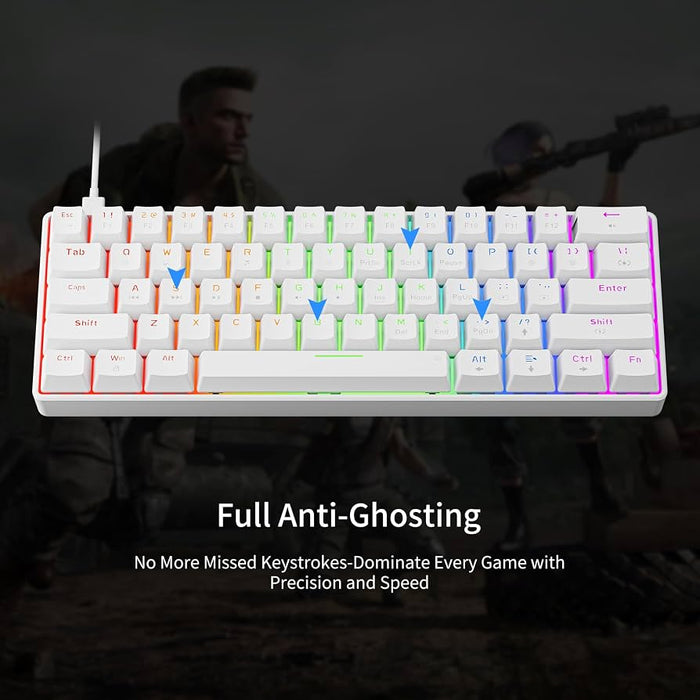 A61K 61 Keys Mechanical Wired Gaming Keyboard - White