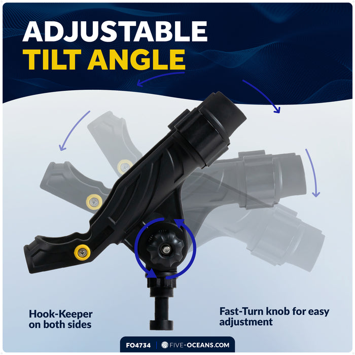 Kayak Rod Holder with Rail Mount, X-Large, Black - FO4734 - Five Oceans