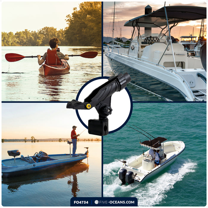 Kayak Rod Holder with Rail Mount, X-Large, Black - FO4734 - Five Oceans