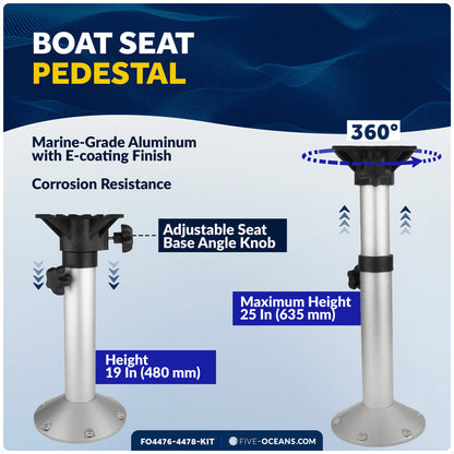 Adjustable Seat Pedestal and Locking Slide Kit, Aluminum - FO4476-4478-KIT - Five Oceans