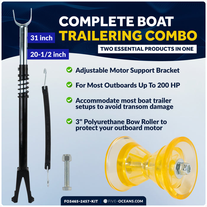 Adjustable Transom Saver & 3" Trailer Bow Roller Kit - FO3465-2457-KIT - Five Oceans