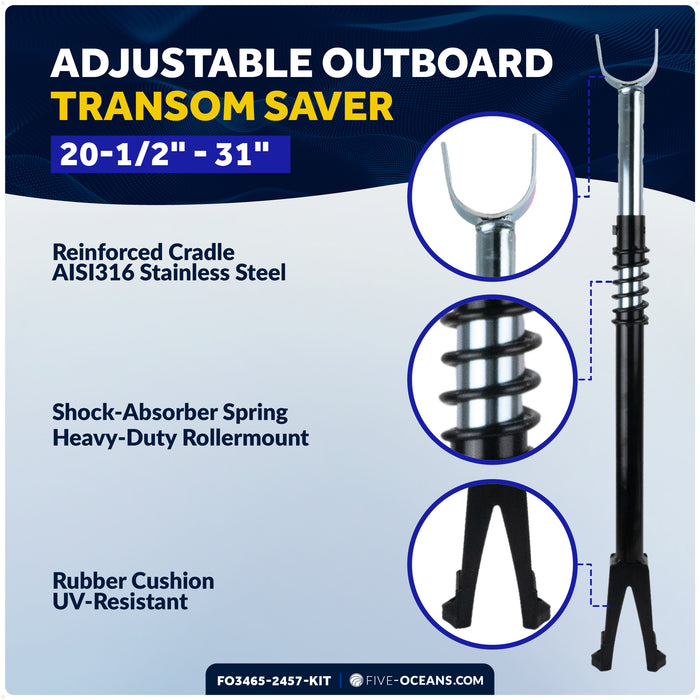 Adjustable Transom Saver & 3" Trailer Bow Roller Kit - FO3465-2457-KIT - Five Oceans