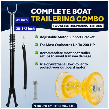 Adjustable Transom Saver & 4" Trailer Bow Roller Kit - FO3465-4788-KIT - Five Oceans