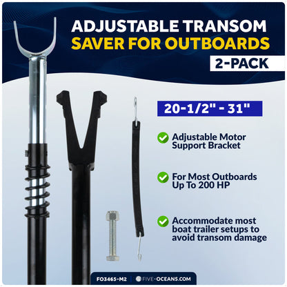 Adjustable Transom Saver for Outboards Up to 200 HP, 2-Pack - FO3465-M2 - Five Oceans