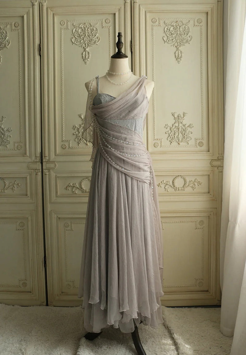Affordable Prom Dresses Under $180||Lovely Pink 🩷Chiffon Prom Dress Princess Pearls Spaghetti Straps Evening Dresses
