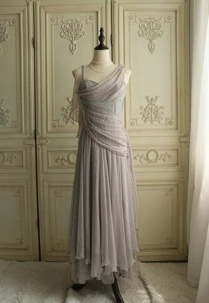 Affordable Prom Dresses Under $180||Lovely Pink 🩷Chiffon Prom Dress Princess Pearls Spaghetti Straps Evening Dresses