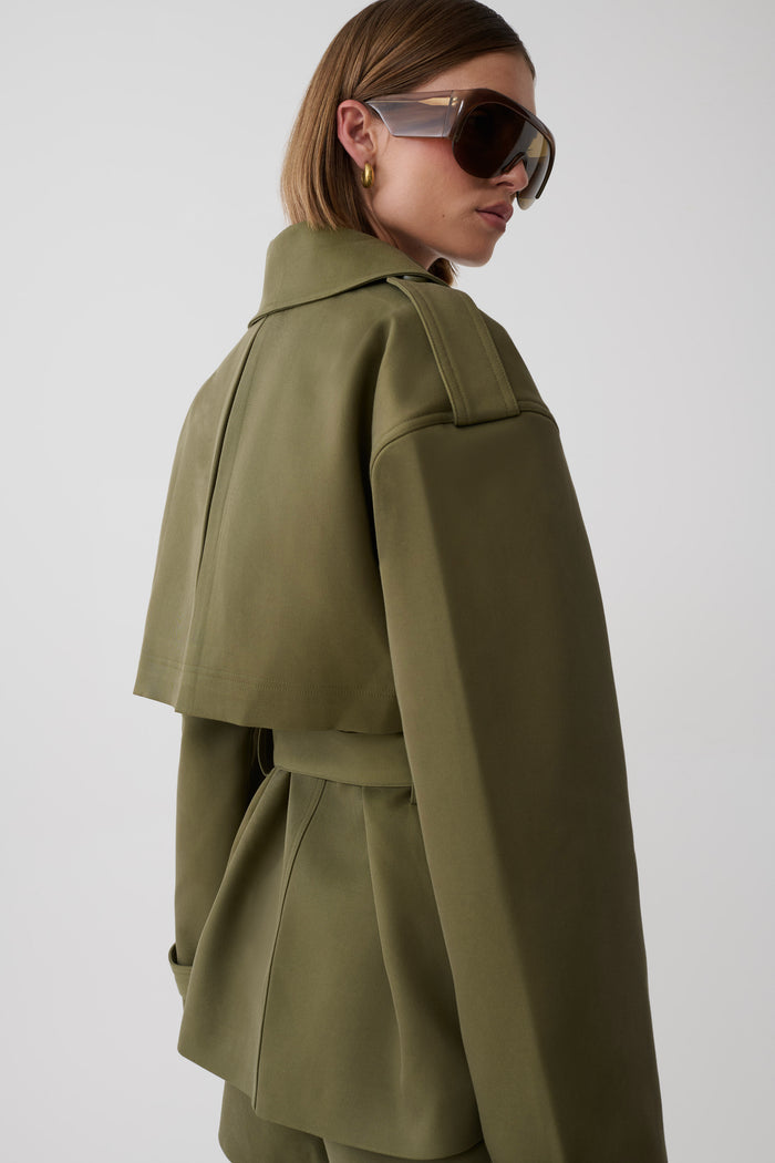 Alden Short Trench Jacket - Olive