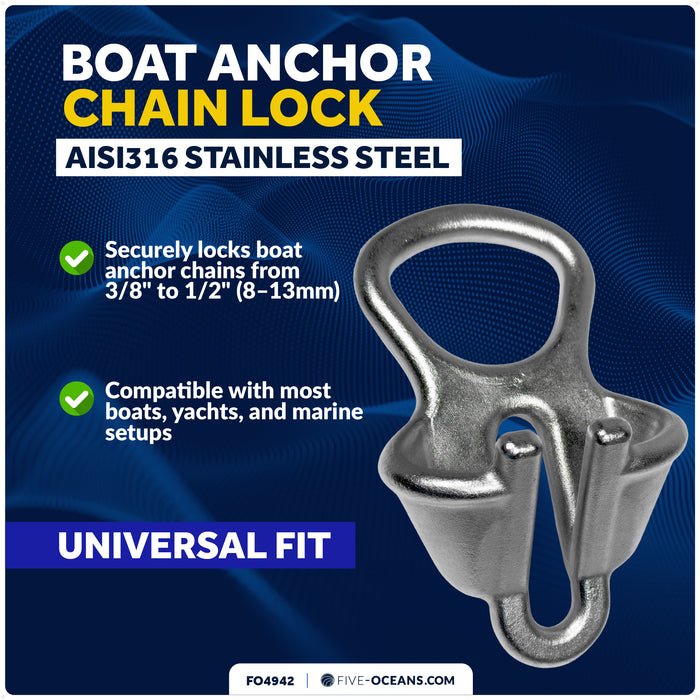 Anchor Chain Lock - Fits 3/8" to 1/2" Chains, Stainless Steel - FO4942 - Five Oceans