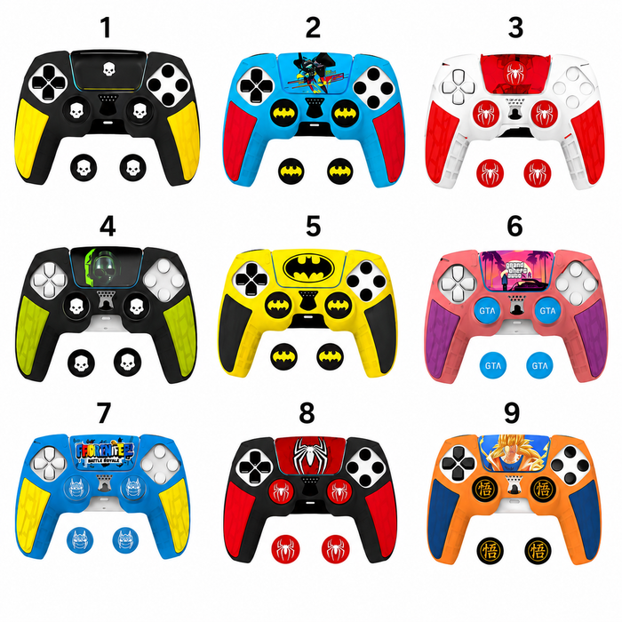 Anti-Slip Silicone Cover with Thumb Grips & Touchpad Sticker for PS5 DualSense Controller