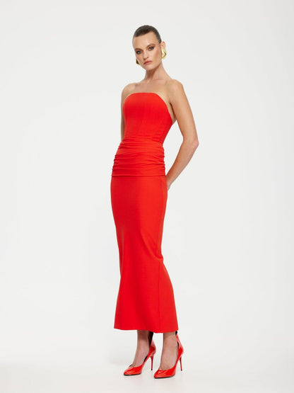 Astor Midi Dress - Red - SHOPJAUS - JAUS