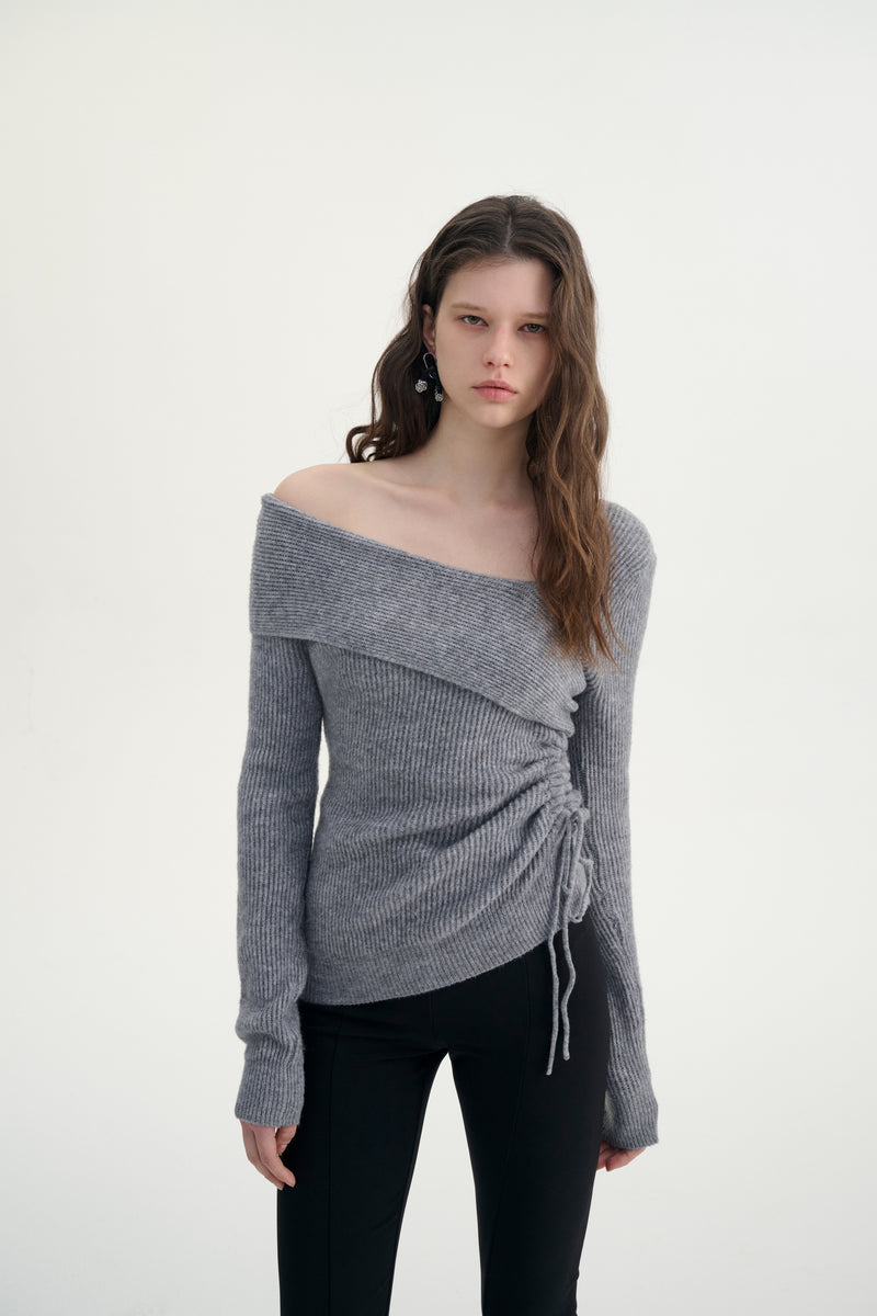 Asymmetrical ruched sweater