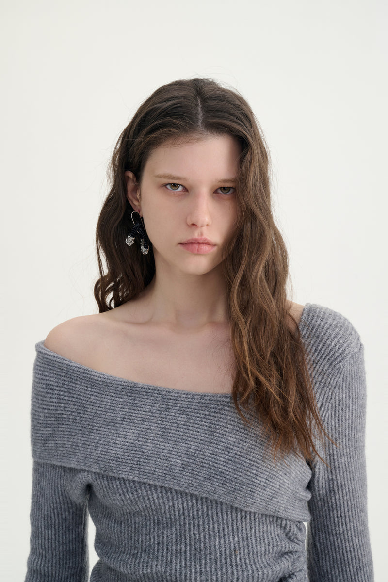 Asymmetrical ruched sweater