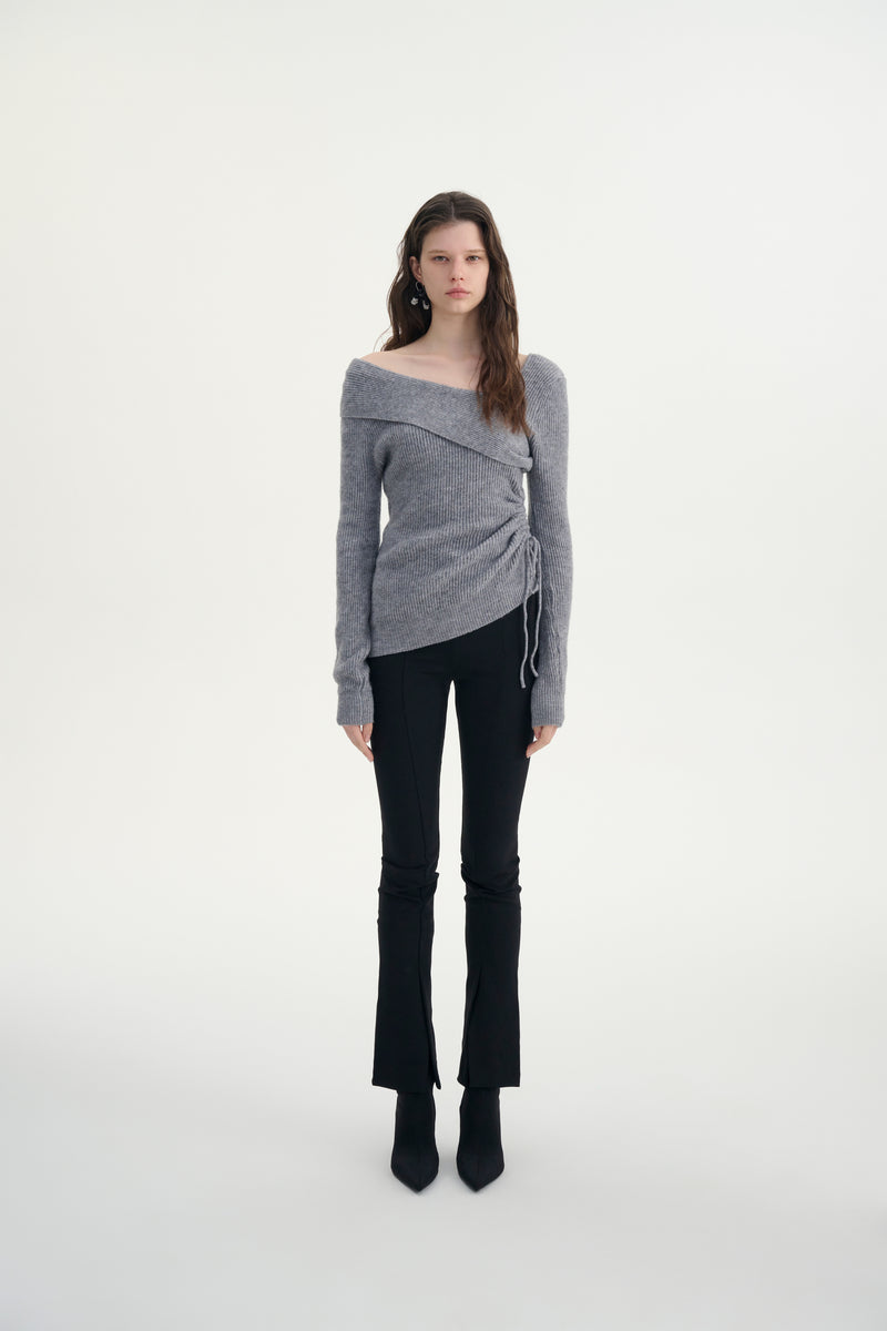 Asymmetrical ruched sweater