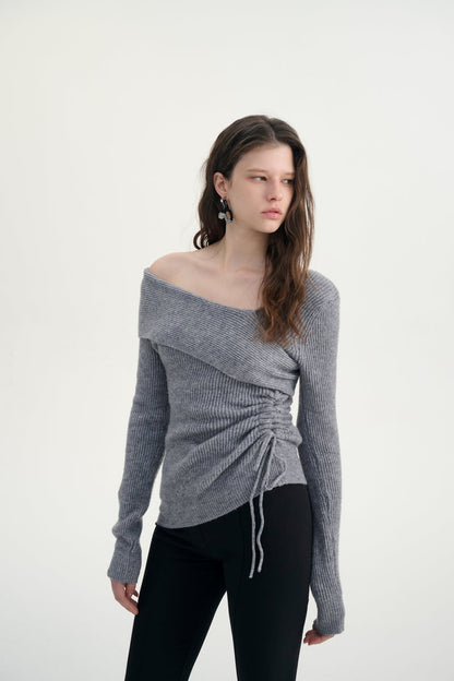 Asymmetrical ruched sweater