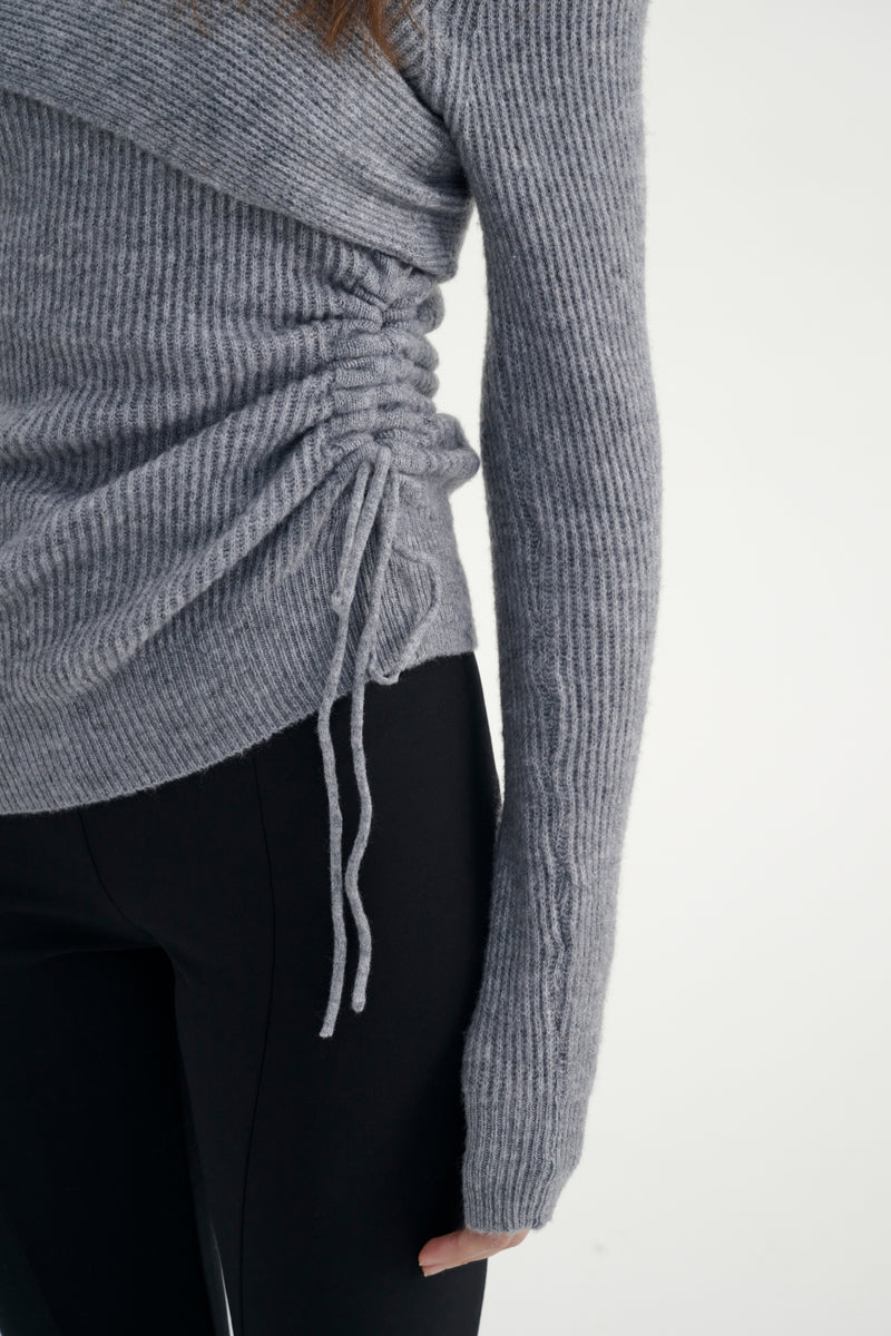 Asymmetrical ruched sweater