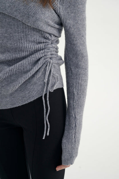 Asymmetrical ruched sweater