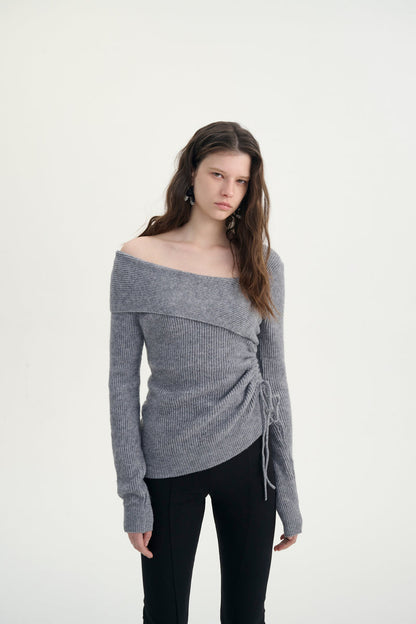 Asymmetrical ruched sweater