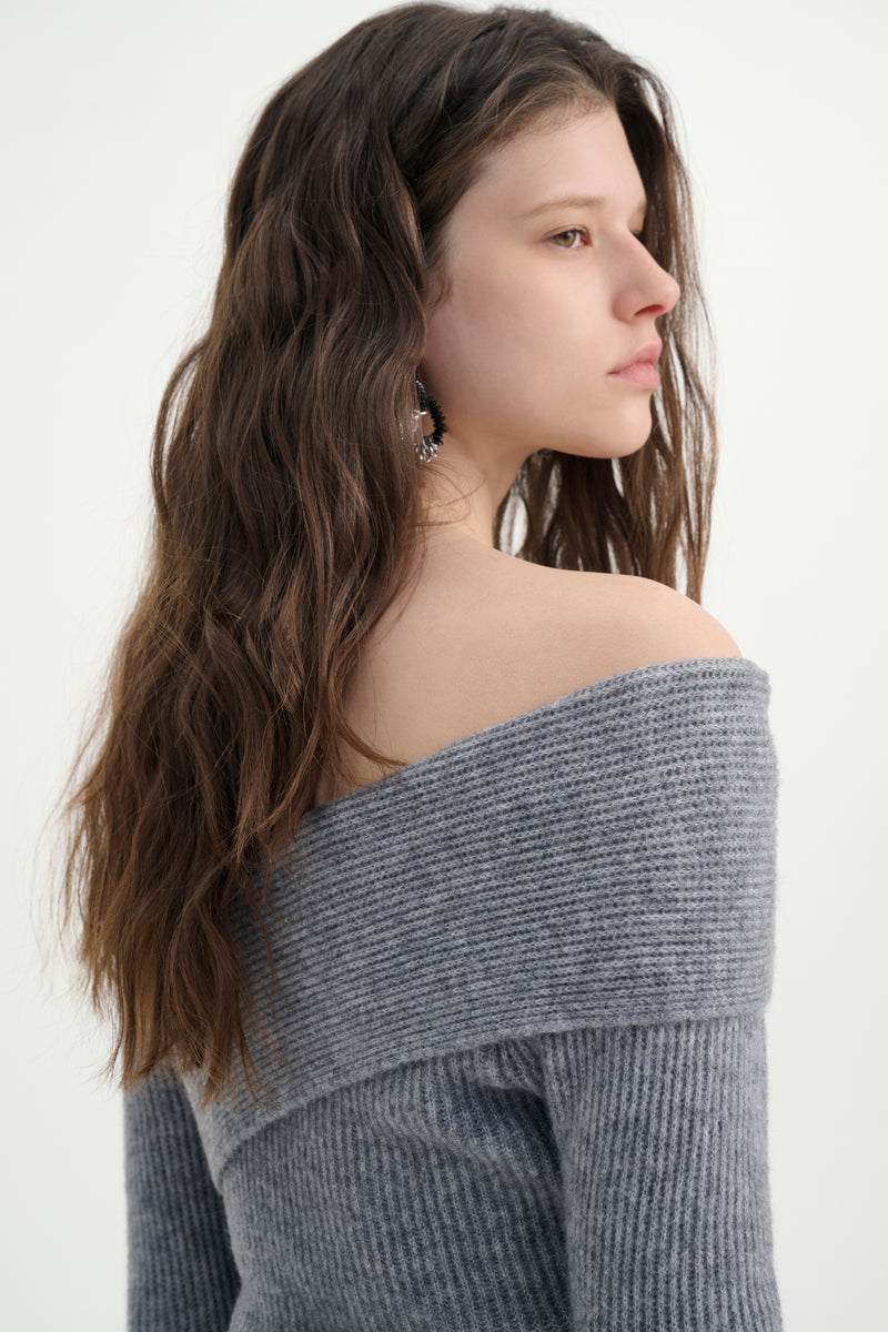 Asymmetrical ruched sweater