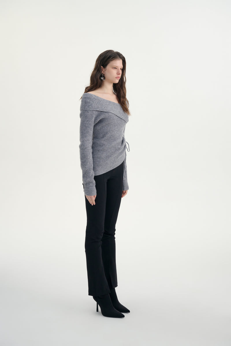 Asymmetrical ruched sweater