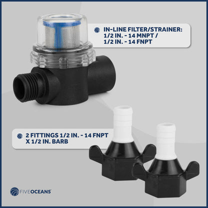 Automatic Diaphragm Water Pump, 3.0 GPM / 11.3 LPM, 45PSI, 12V DC - FO3605 - Five Oceans