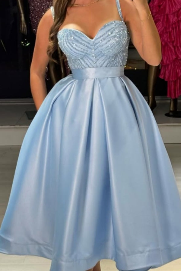 Baby Bluetti Strap Sweetheart Prom Dress A-Line with Sequins