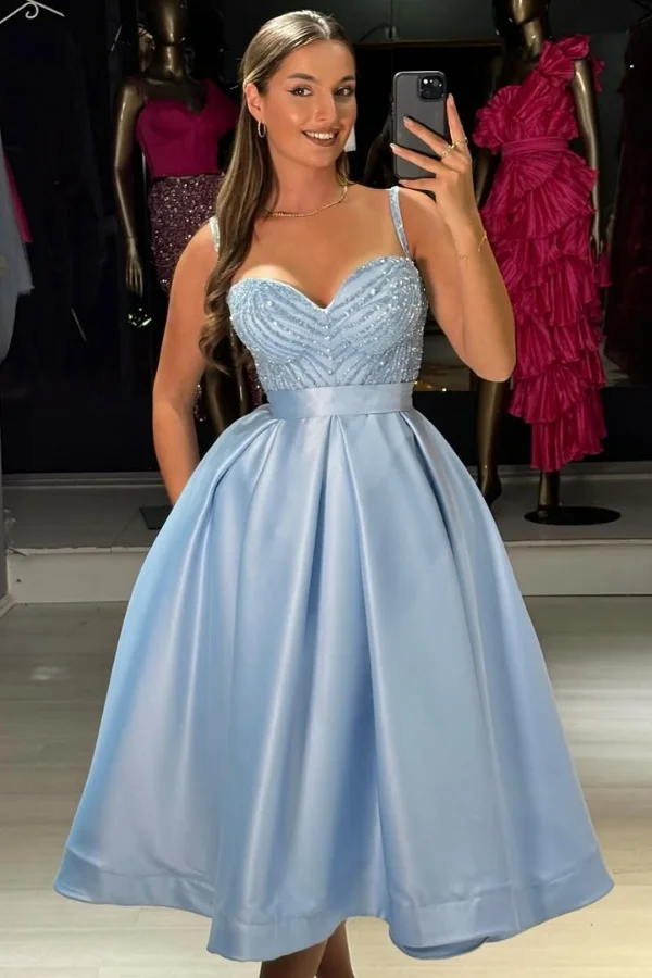 Baby Bluetti Strap Sweetheart Prom Dress A-Line with Sequins