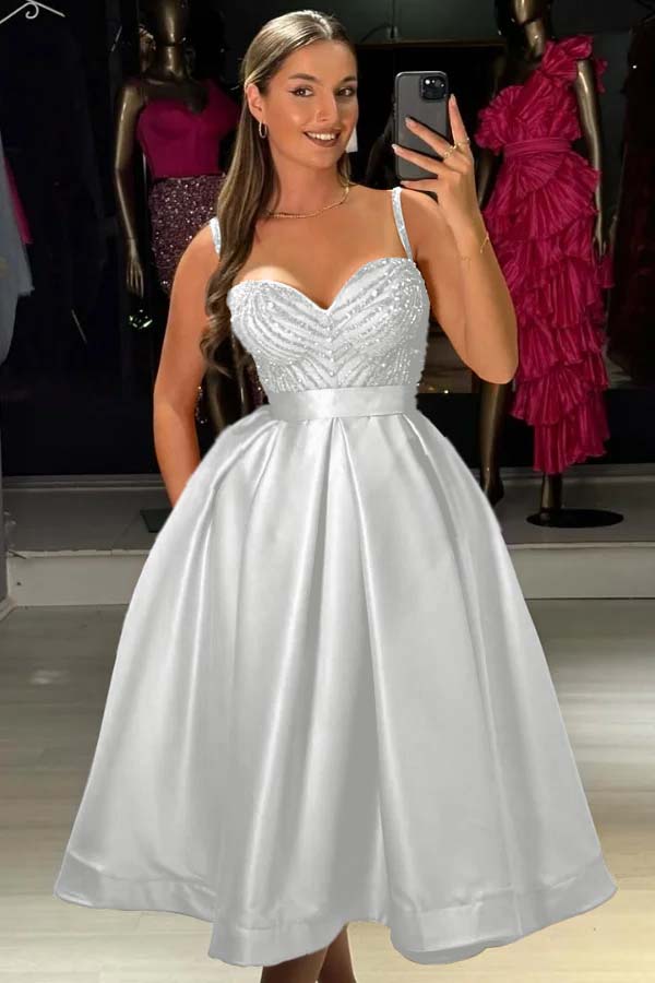Baby Bluetti Strap Sweetheart Prom Dress A-Line with Sequins