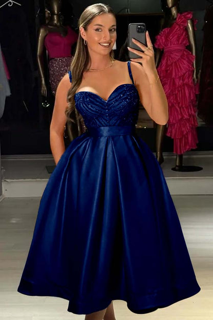 Baby Bluetti Strap Sweetheart Prom Dress A-Line with Sequins