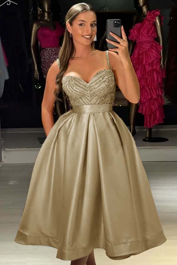 Baby Bluetti Strap Sweetheart Prom Dress A-Line with Sequins