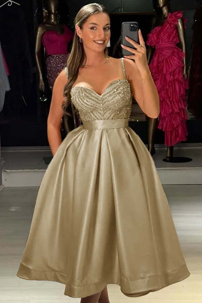 Baby Bluetti Strap Sweetheart Prom Dress A-Line with Sequins