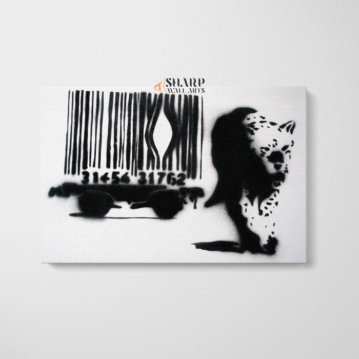 Banksy - Barcode Leopard Wall Art Canvas - SharpWallArts