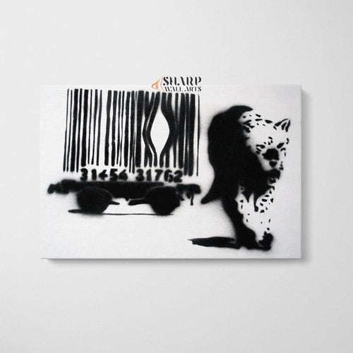 Banksy - Barcode Leopard Wall Art Canvas - SharpWallArts