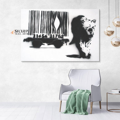 Banksy - Barcode Leopard Wall Art Canvas - SharpWallArts