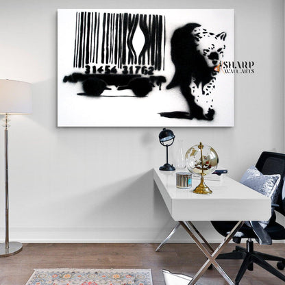 Banksy - Barcode Leopard Wall Art Canvas - SharpWallArts