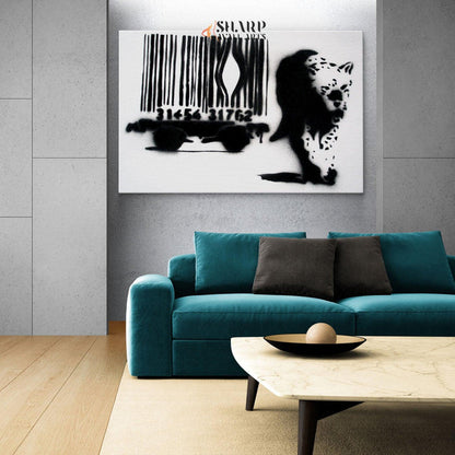 Banksy - Barcode Leopard Wall Art Canvas - SharpWallArts