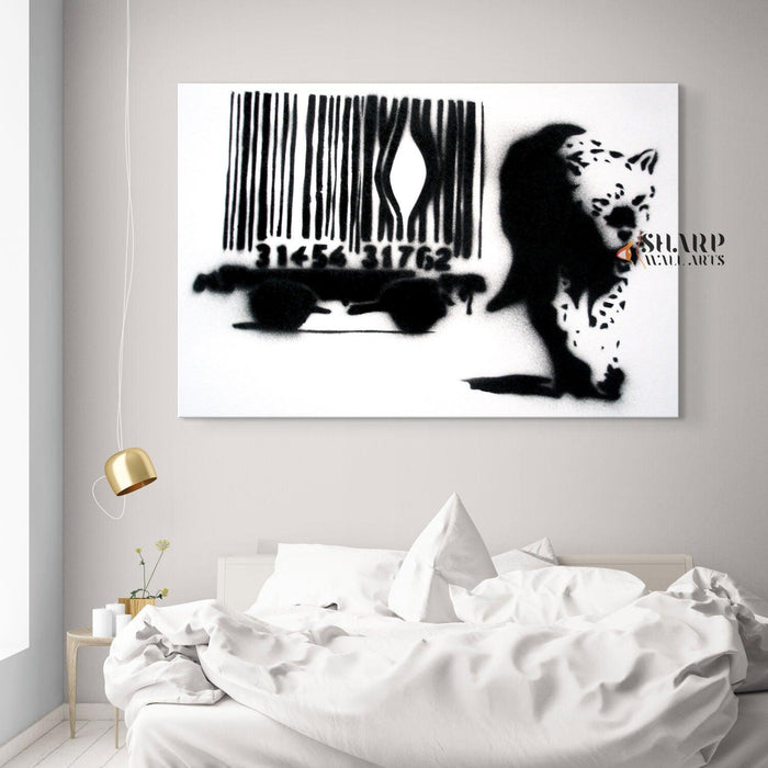 Banksy - Barcode Leopard Wall Art Canvas - SharpWallArts