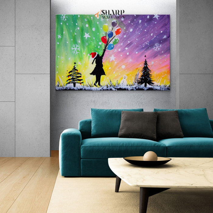 Banksy - Christmas Flying Balloon Girl - SharpWallArts