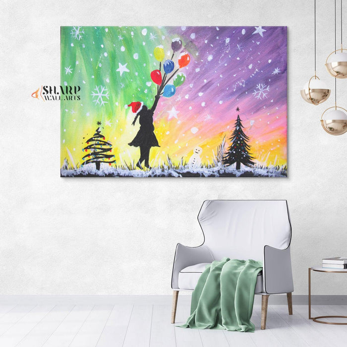 Banksy - Christmas Flying Balloon Girl - SharpWallArts